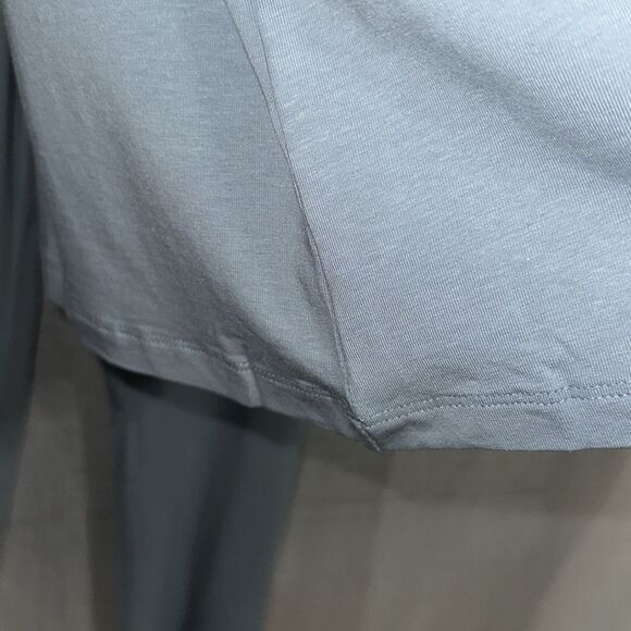 CK L Slate Seafoam Blue Modal Blend Notched Collar Short Sleeve Top Wide Leg PJ - Picture 9 of 16